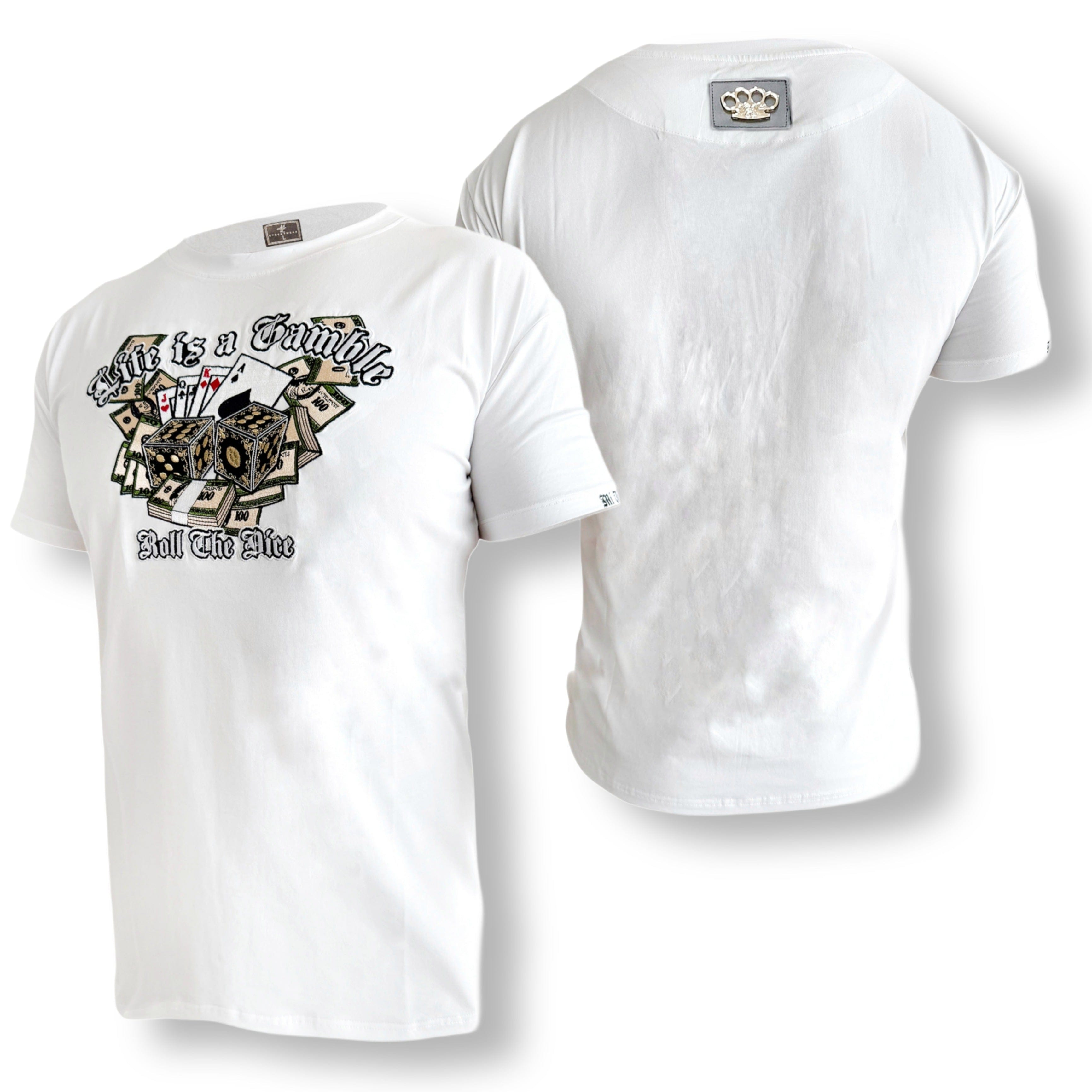 MVL Life is a gamble embroidery T-shirt - white