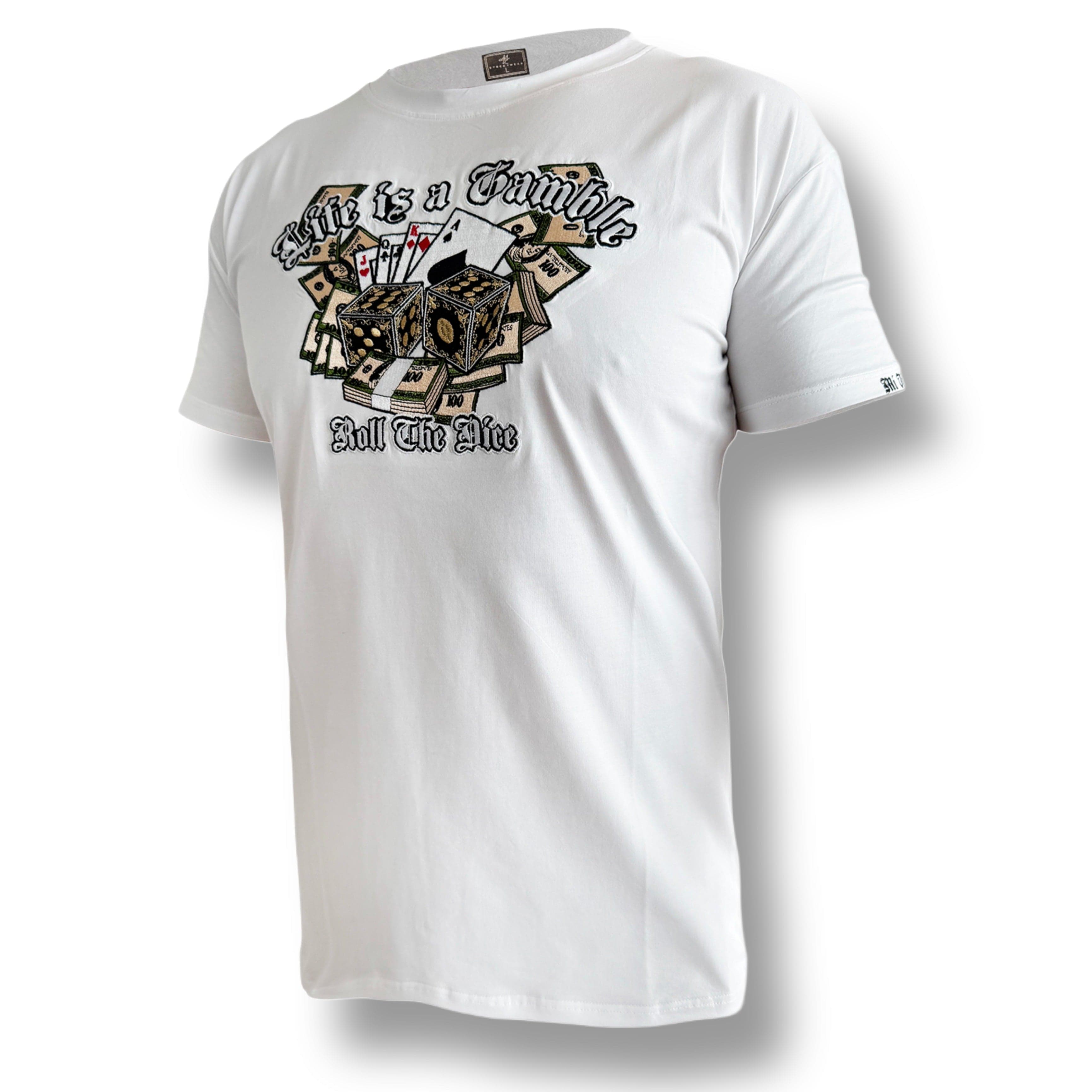 MVL Life is a gamble embroidery T-shirt - white