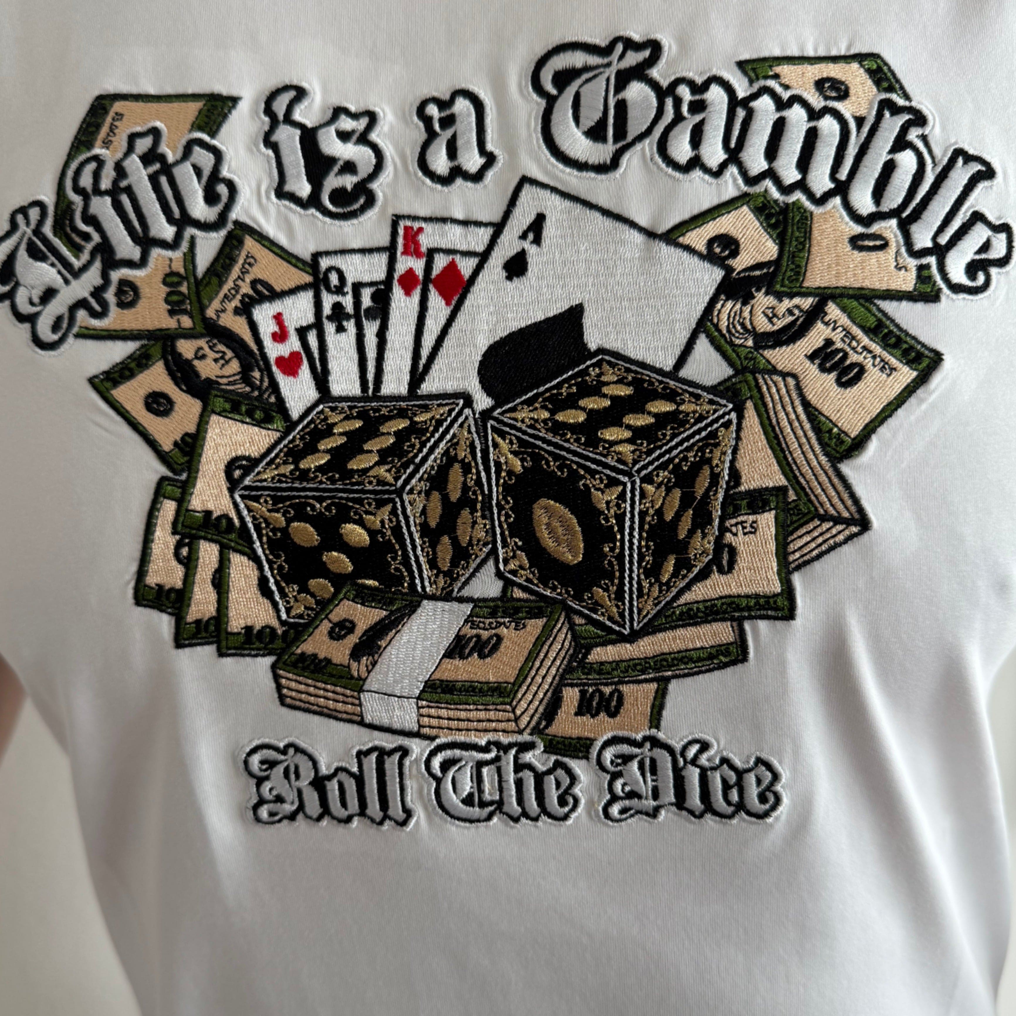 MVL Life is a gamble embroidery T-shirt - white