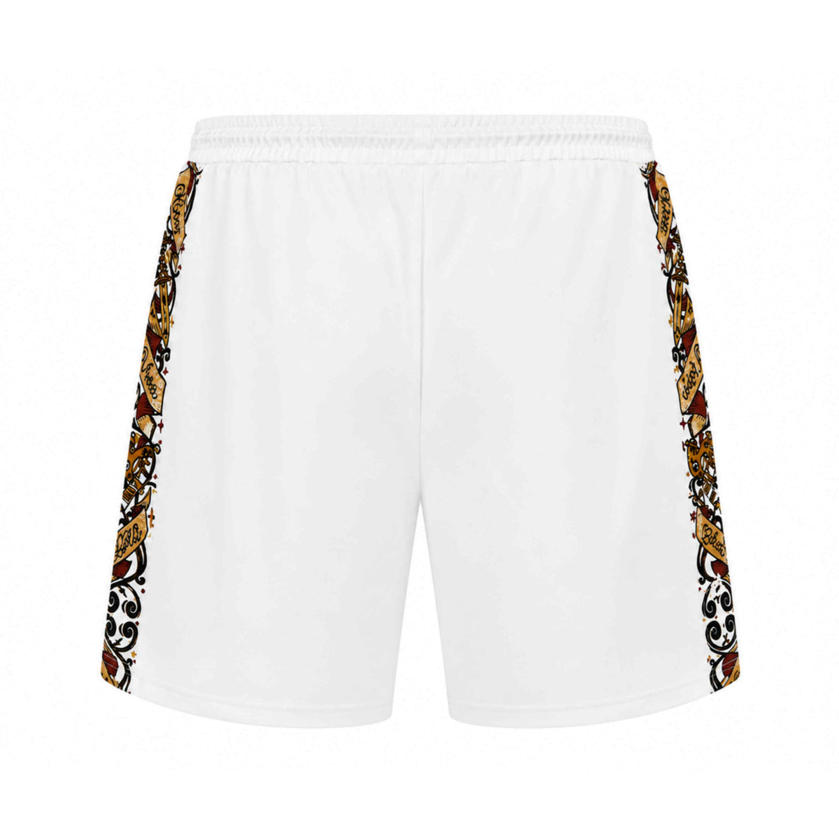 Pantalón corto jogger Savage ornate blanco, trasera con la banda decorativa a ambos lados