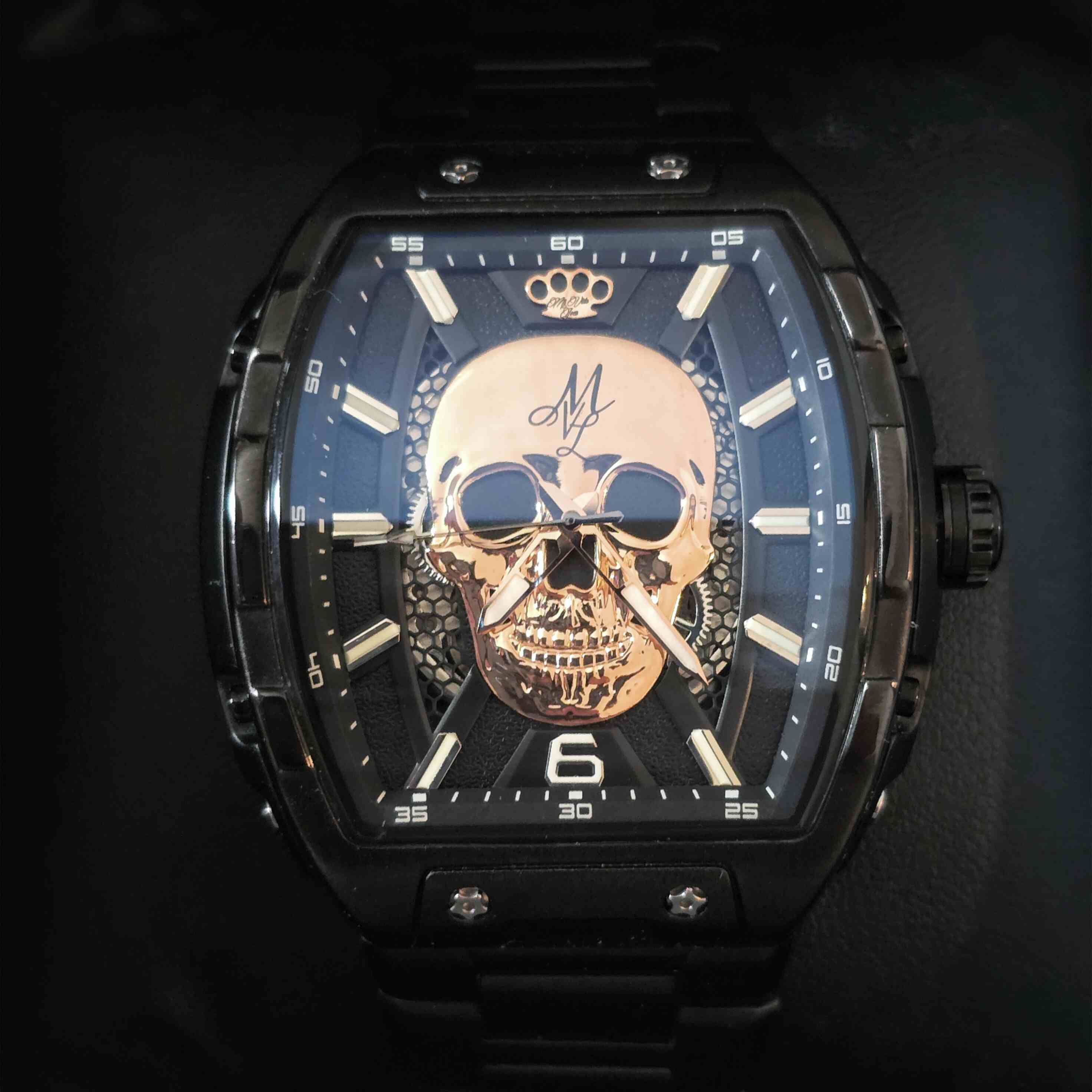 Orologio automatico MVL con teschio - argento