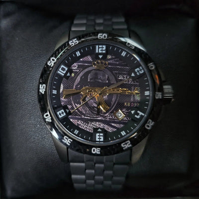 Montre-bracelet automatique MVL « AK47 » - carbone/noir