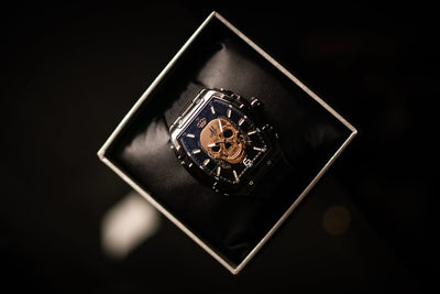 MVL Automatyczny zegarek czaszka mechanizm japoński / pasek silikonowy - czarny/czarny