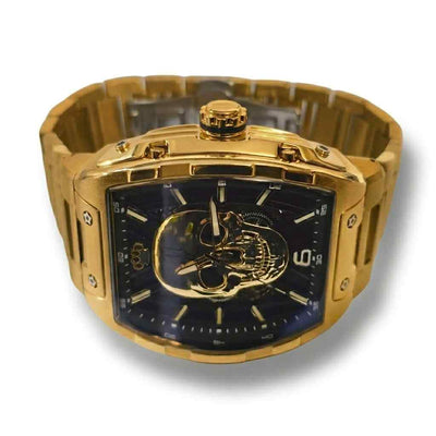 MVL Automatic skull watch japan movement - steel band - polished gold