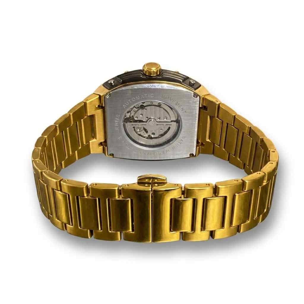 MVL Automatic skull watch japan movement - steel band - polished gold