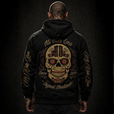 Şeker kafatası kapüşonlu sweatshirt - siyah