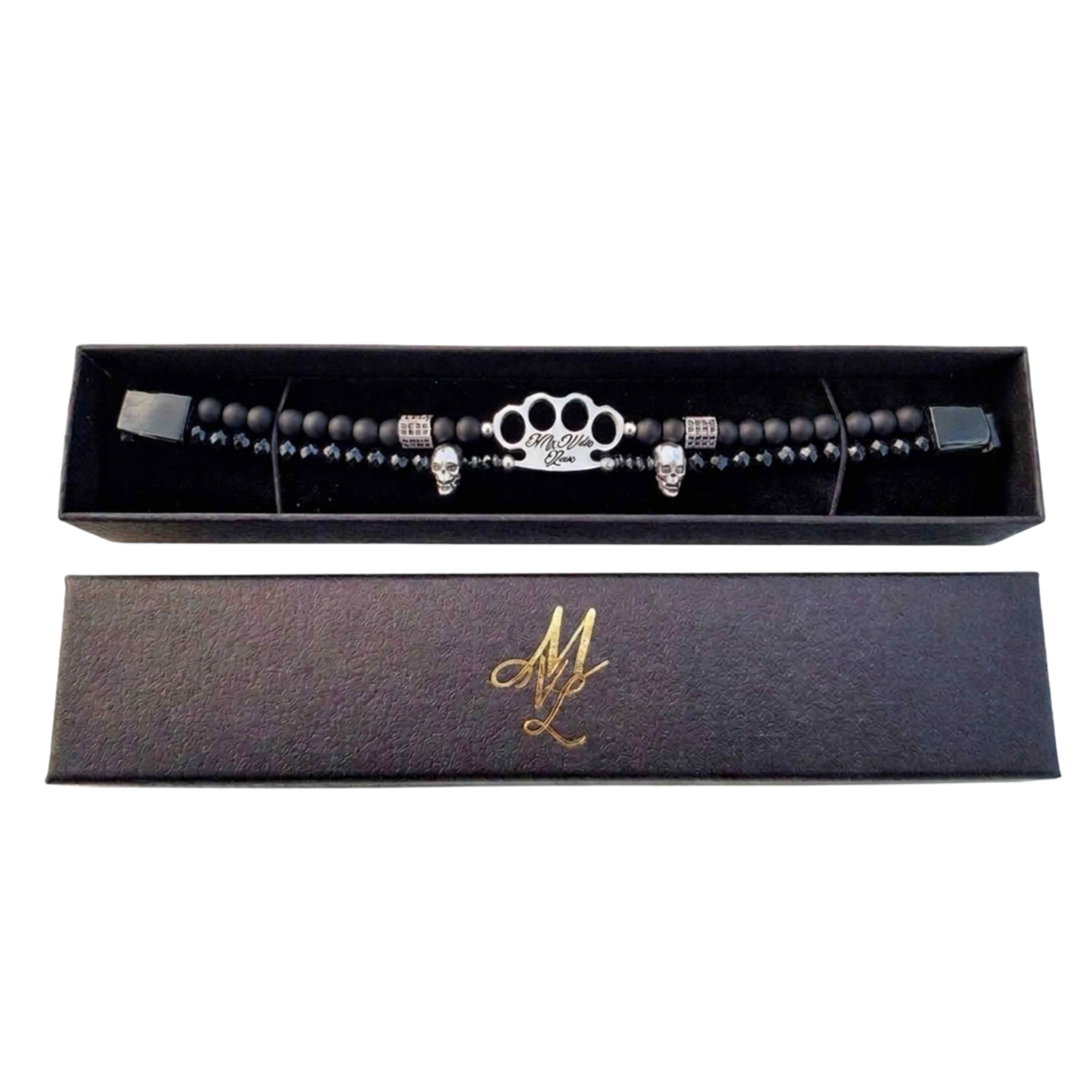 MVL „Polygonal skulls“ Armband schwarz/silber
