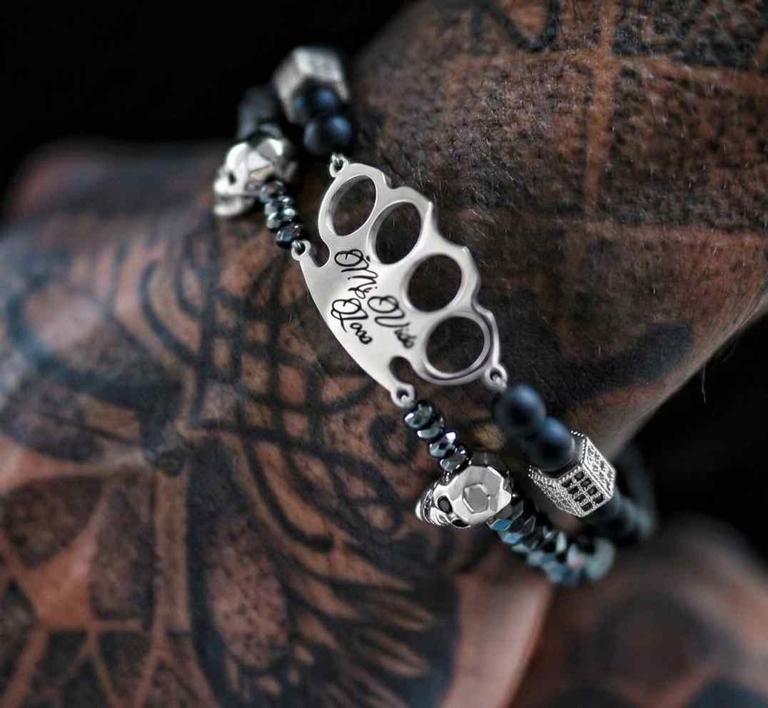 MVL „Polygonal skulls“ Armband schwarz/silber