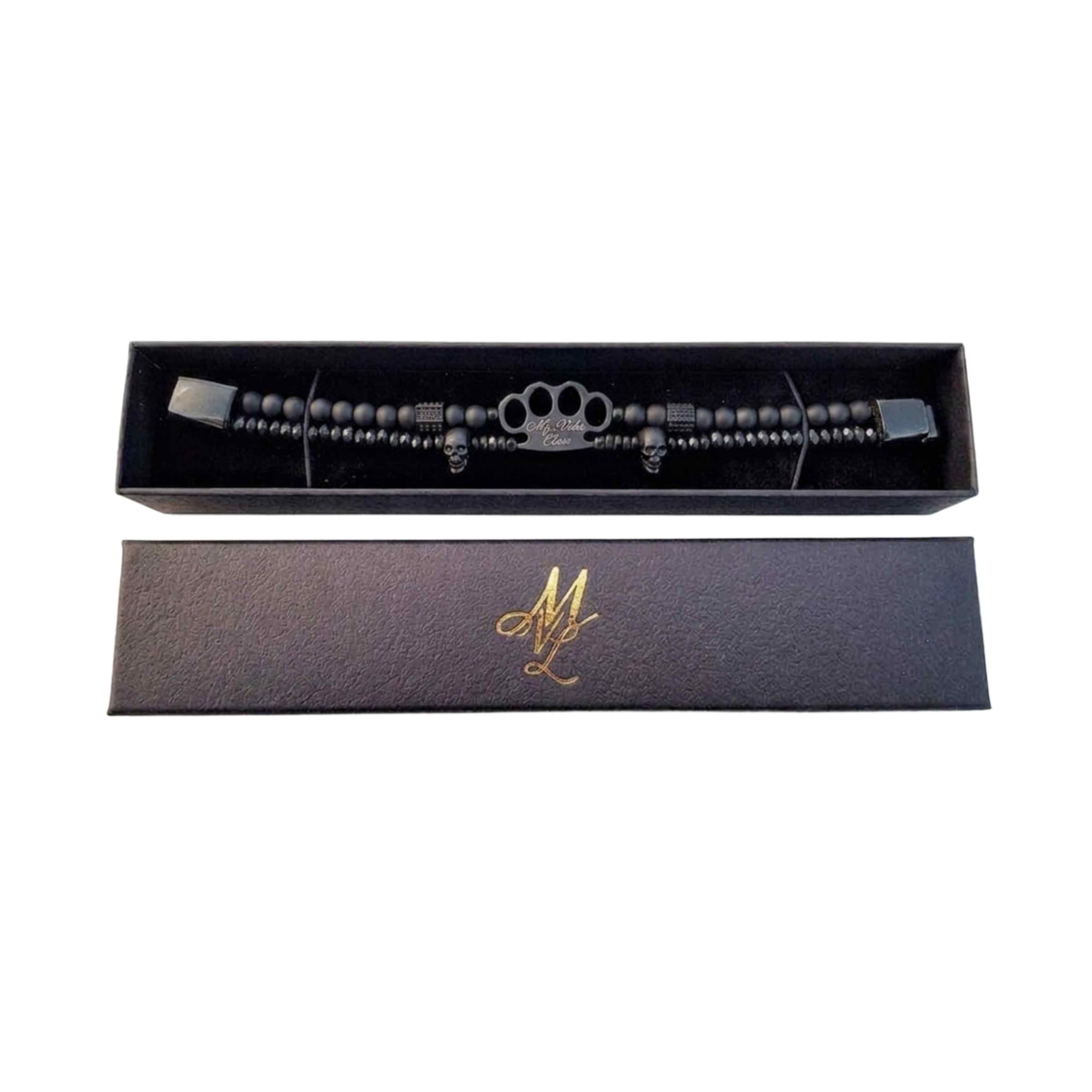 MVL „Polygonal Skulls“ Armband schwarz/schwarz