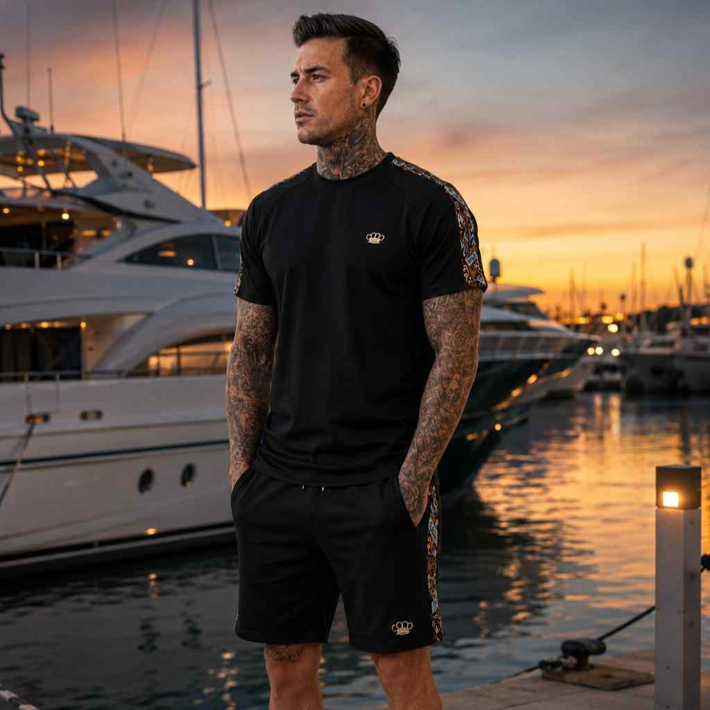 Savage T-Shirt mit aufwendigem Muster, schwarz