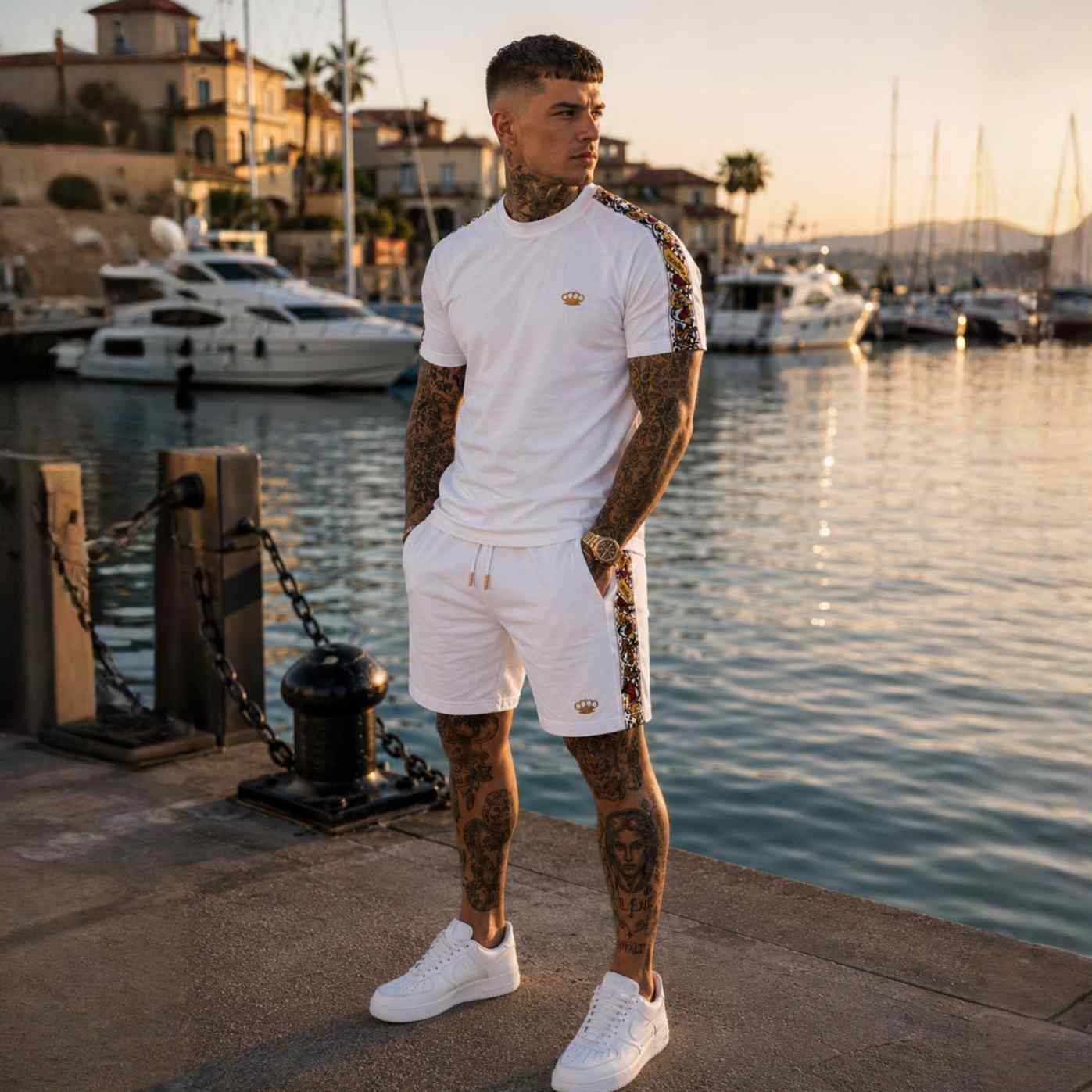 Savage Jogging-Shorts mit Verzierungen – weiß