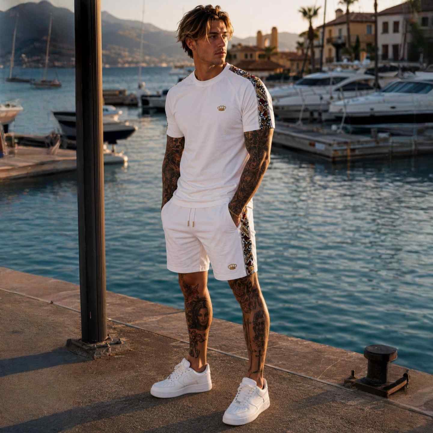 Savage Jogging-Shorts mit Verzierungen – weiß