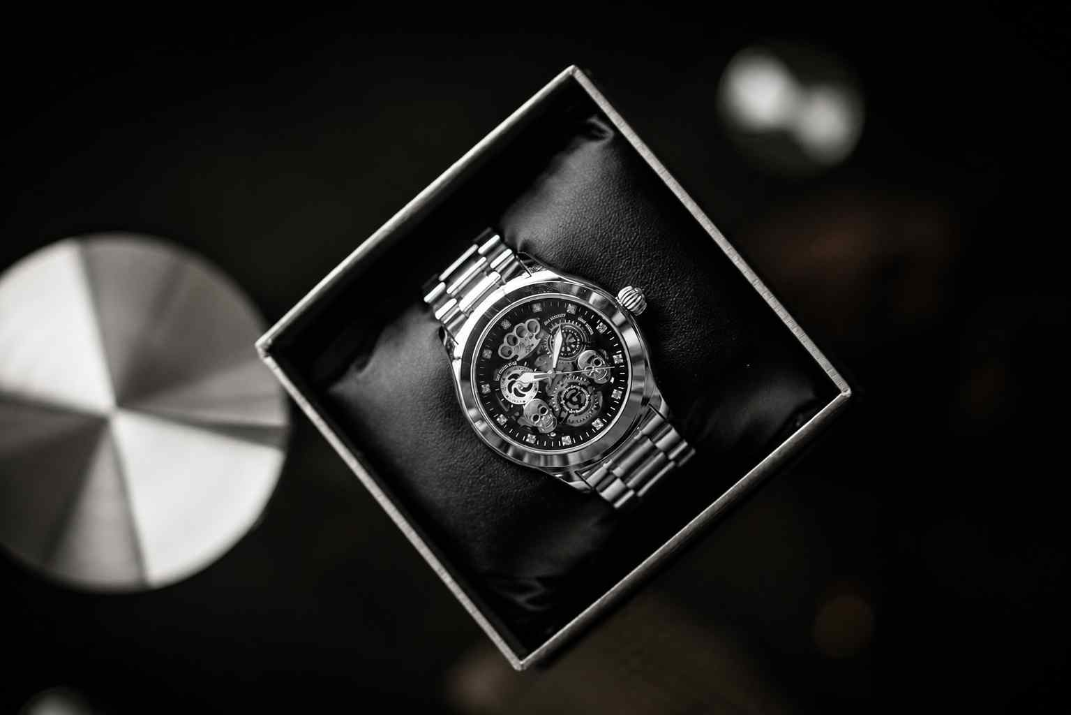 Orologio da polso automatico MVL "Double skull" - argento/argento