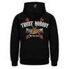 „Trust nobody“-Kapuzenpullover mit Reißverschluss
