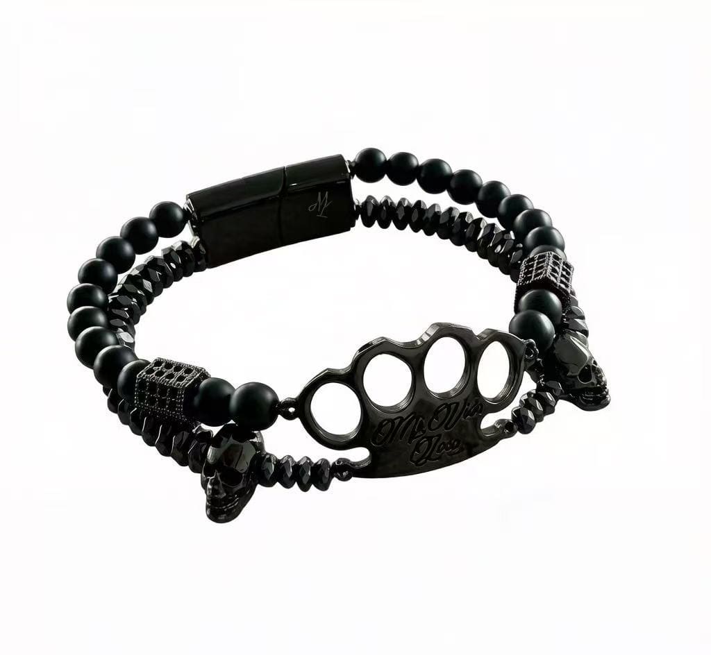 MVL „Polygonal Skulls“ Armband schwarz/schwarz